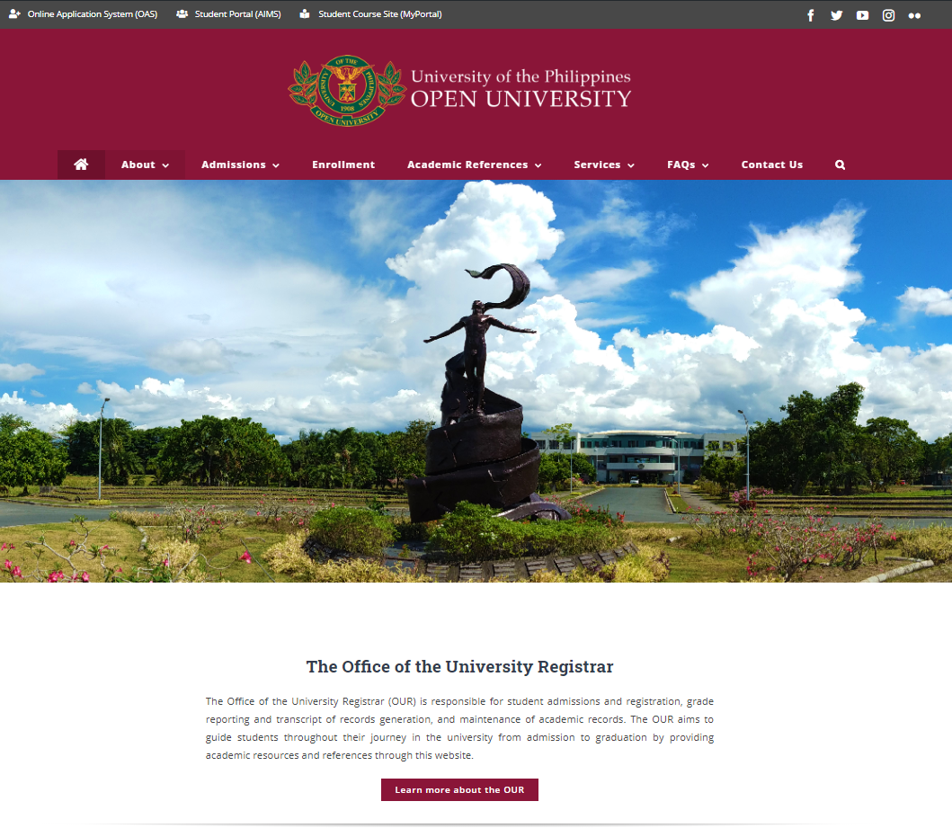 The UPOU OUR home page